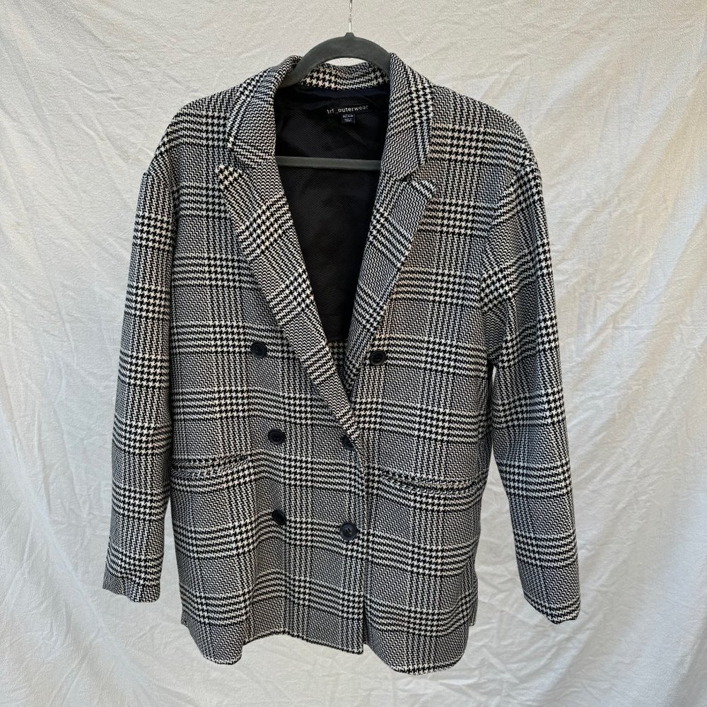 Zara Black and White Checkered Blazer